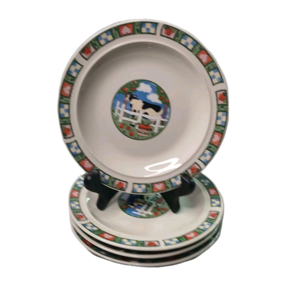 Gibson Designs Barnyard 4 Bread & Butter Plates Vintaga Discontinued Replacement